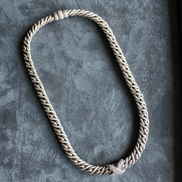 David Yurman Diamond X Chain Necklace w/ White Diamonds - Picture 4 of 16
